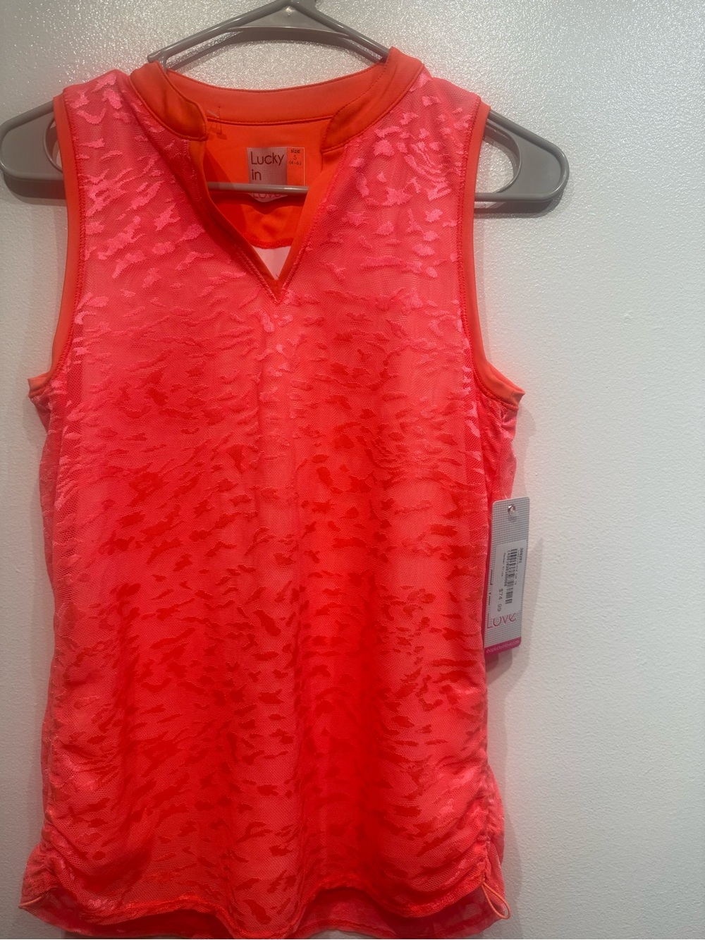 Lucky in Love Coral Sleeveless V-Neck Tank